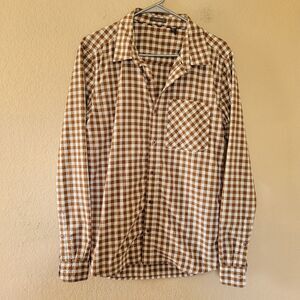 Toad & Co Mens Medium Button Down Long Sleeve Shirt Outdoor Hiking Check Nylon